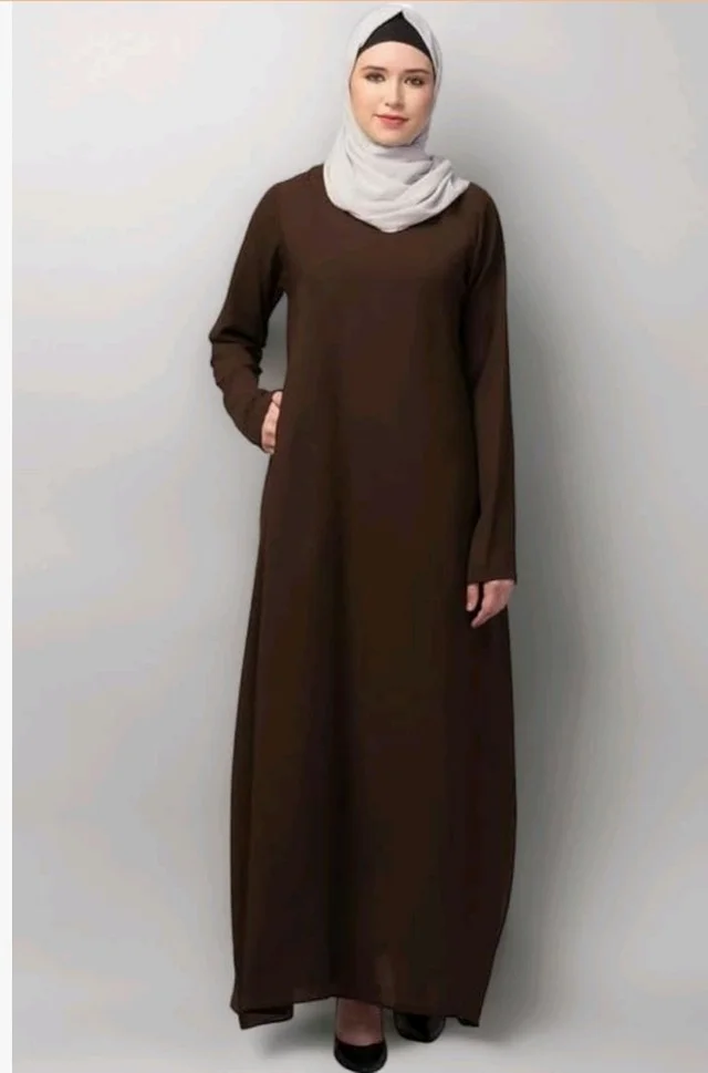 Muslim Closet� Women's Inner Abaya Dress With Side Pocket Made with Nida Matte Fabric
- 2XL, Brown