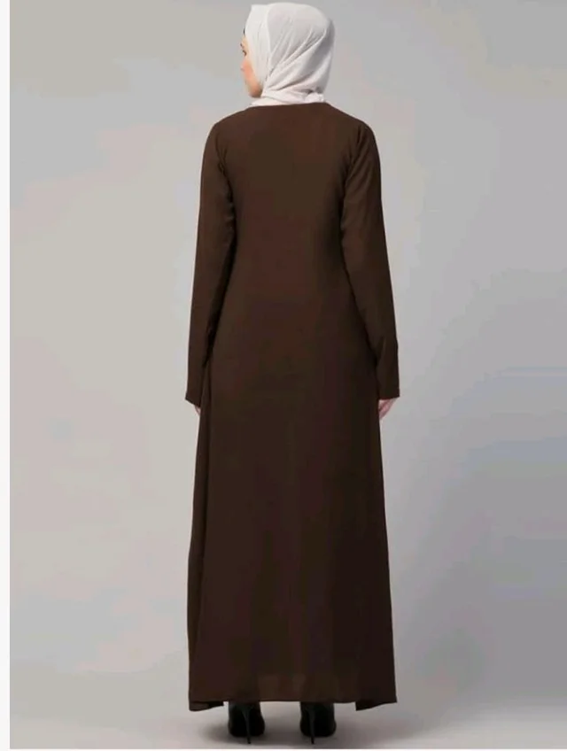 Muslim Closet� Women's Inner Abaya Dress With Side Pocket Made with Nida Matte Fabric
- 2XL, Brown