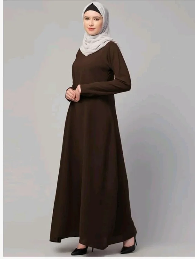 Muslim Closet� Women's Inner Abaya Dress With Side Pocket Made with Nida Matte Fabric
- 2XL, Brown