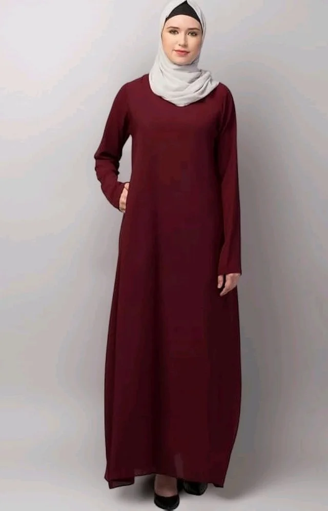 Muslim Closet� Women's Inner Abaya Dress With Side Pocket Made with Nida Matte Fabric
- 2XL, Maroon