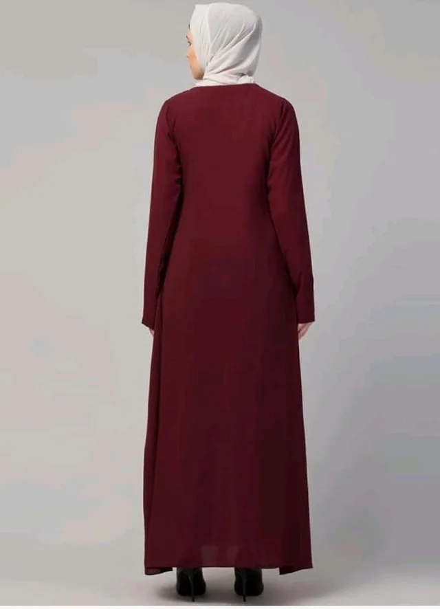Muslim Closet� Women's Inner Abaya Dress With Side Pocket Made with Nida Matte Fabric
- 2XL, Maroon