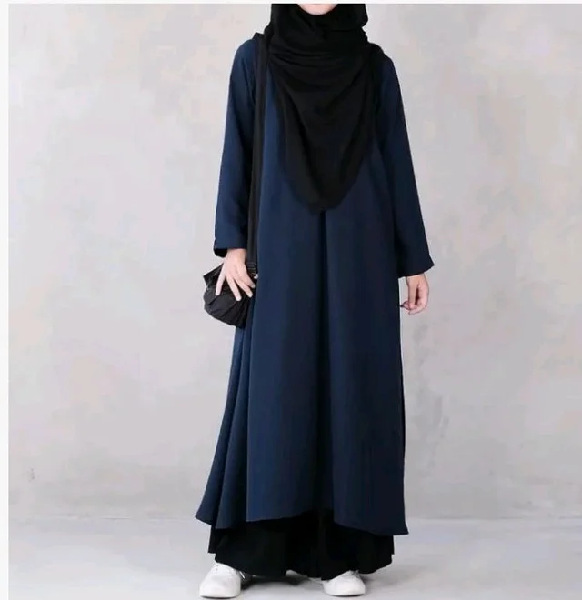 Two Pieces Abaya Dress with Zip On Front made with Nida Matte Fabric - Knee length Burqa for Women and Girls
- 2XL, Teal Green