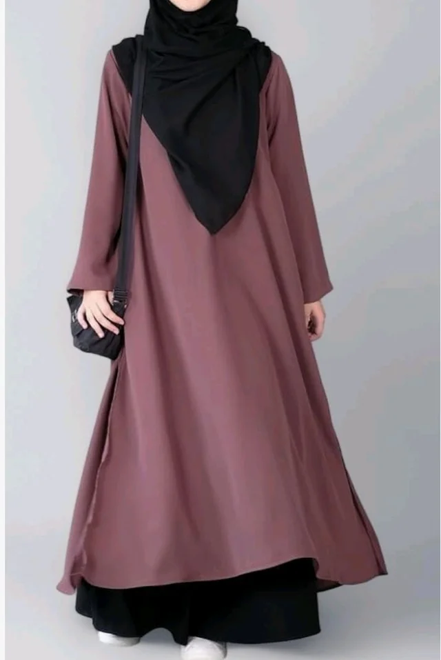 Two Pieces Abaya Dress with Zip On Front made with Nida Matte Fabric - Knee length Burqa for Women and Girls
- 3XL, Puce Pink