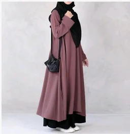 Two Pieces Abaya Dress with Zip On Front made with Nida Matte Fabric - Knee length Burqa for Women and Girls
- 3XL, Puce Pink