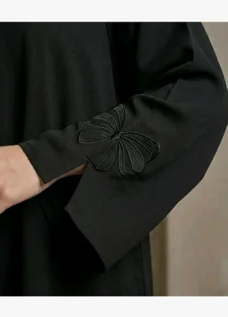 Women Premium Firdous Fabric Abaya Burqa with Black Embroidered Sleeves | Designer Modest Wear | Long Sleeves | Classic Fit | Without Dupatta
- S, Black