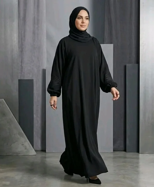 Women Firdous Fabric Embroidered Abaya Burqa | Round Neck | Classic Fit | Without Dupatta
- L, Black