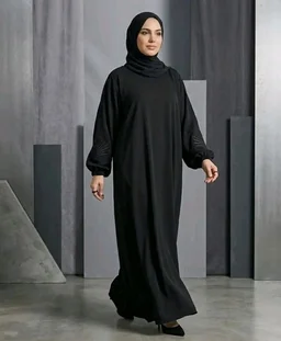 Women Firdous Fabric Embroidered Abaya Burqa | Round Neck | Classic Fit | Without Dupatta
- L, Black