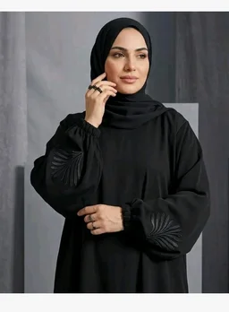 Women Firdous Fabric Embroidered Abaya Burqa | Round Neck | Classic Fit | Without Dupatta
- L, Black