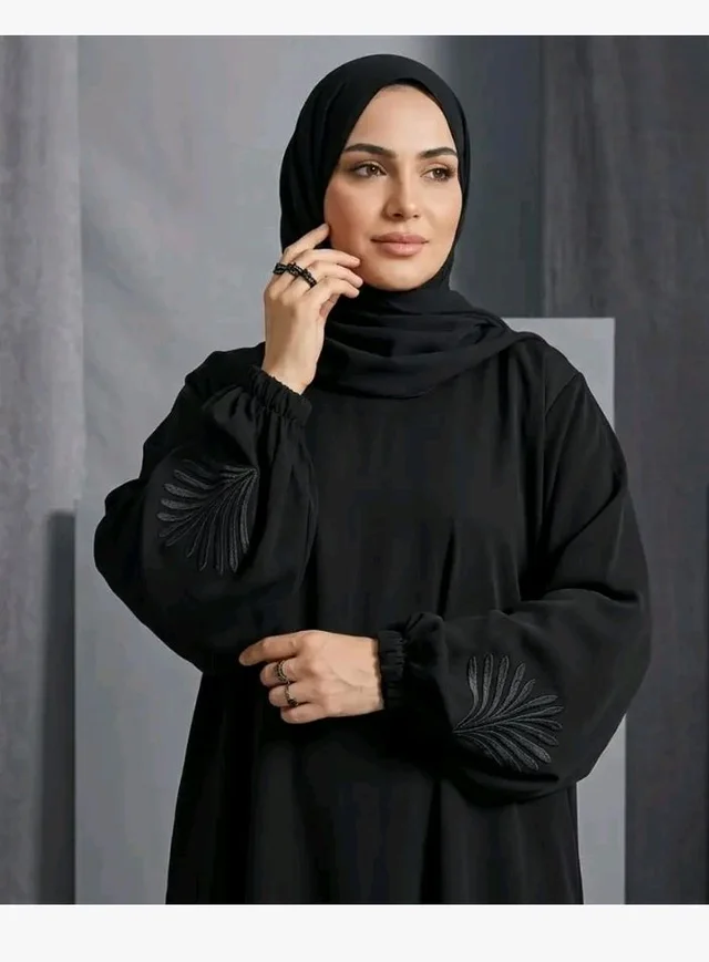 Women Firdous Fabric Embroidered Abaya Burqa | Round Neck | Classic Fit | Without Dupatta
- L, Black