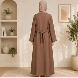 Women's Black Abaya with Front Embroidered Panel, Full Length
Long Sleeves, Modest Wear, Flared Silhouette, Islamic Dress, Formal Occasion
- 3XL, Brown