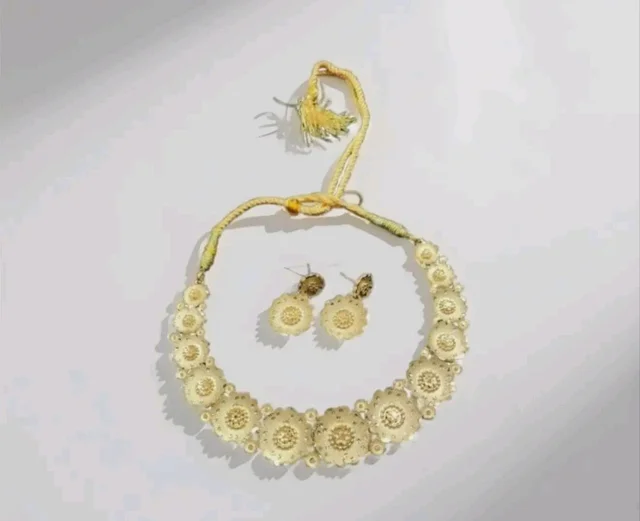 Vintage Gold Floral Set, Handcrafted Metal Wedding Set, Bridal Accessory