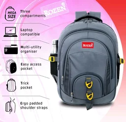 ROZEN 47 Ltrs, 46 cms School Bag Class 5-12 Large 5 partition Laptop Collage Office Travel Backpack Unisexp