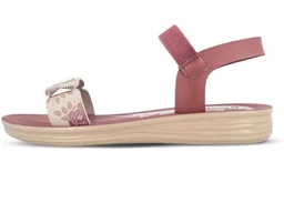 WALKAROO Women Comfortable Flat Sandals|Floral Printed Front Strap, Elastic Ankle Strap, Soft Cushioned Footbed, Lightweight PU Sole|Casual Wear for women's|WLR77035