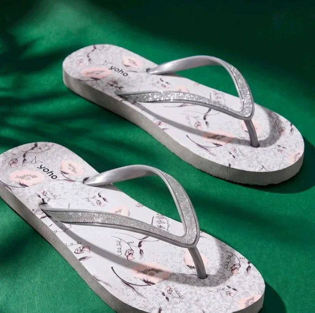 YOHO Glamour Slippers For Woman | Floral Design | Cushioned Footbed, Lightweight & WaterProof | Casual Comfort Beach Chappal for La