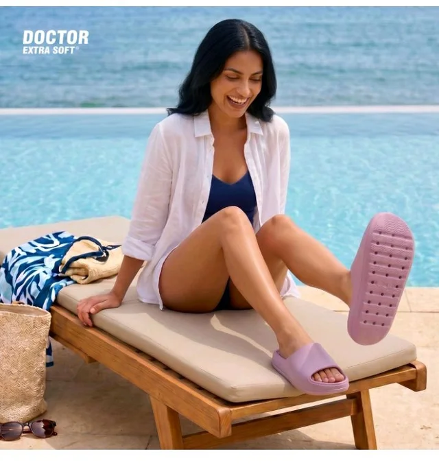 DOCTOR EXTRA SOFT Women's Classic Ultra Soft Sliders/Slippers With Cushion Footbed For Adult|Comfortable & Light Weight|Stylish & Anti-Skid|Waterproof & Everyday Flip Flops For Ladies & Girls D-508