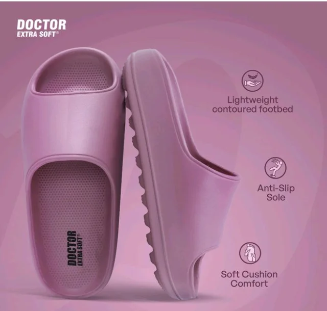 DOCTOR EXTRA SOFT Women's Classic Ultra Soft Sliders/Slippers With Cushion Footbed For Adult|Comfortable & Light Weight|Stylish & Anti-Skid|Waterproof & Everyday Flip Flops For Ladies & Girls D-508