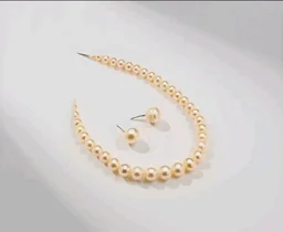 Sri Jagdamba Pearls Dealer Pearl Resplendent Pearl Necklace Set For Women | Peach Round AA Freshwater Pearl 4-5MM | 16-18 Inches Length | With Certificate of Authenticity