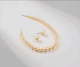 Sri Jagdamba Pearls Dealer Pearl Resplendent Pearl Necklace Set For Women | Peach Round AA Freshwater Pearl 4-5MM | 16-18 Inches Length | With Certificate of Authenticity