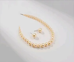 Sri Jagdamba Pearls Dealer Pearl Resplendent Pearl Necklace Set For Women | Peach Round AA Freshwater Pearl 4-5MM | 16-18 Inches Length | With Certificate of Authenticity