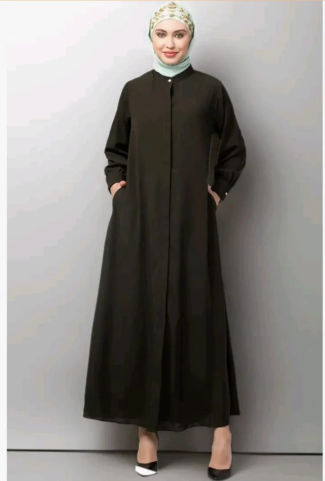 Mallika Women Modest Wear Front Open Abaya Burkha for Everyday use
- S, Olive