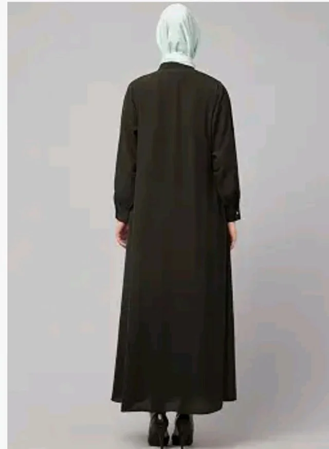 Mallika Women Modest Wear Front Open Abaya Burkha for Everyday use
- S, Olive
