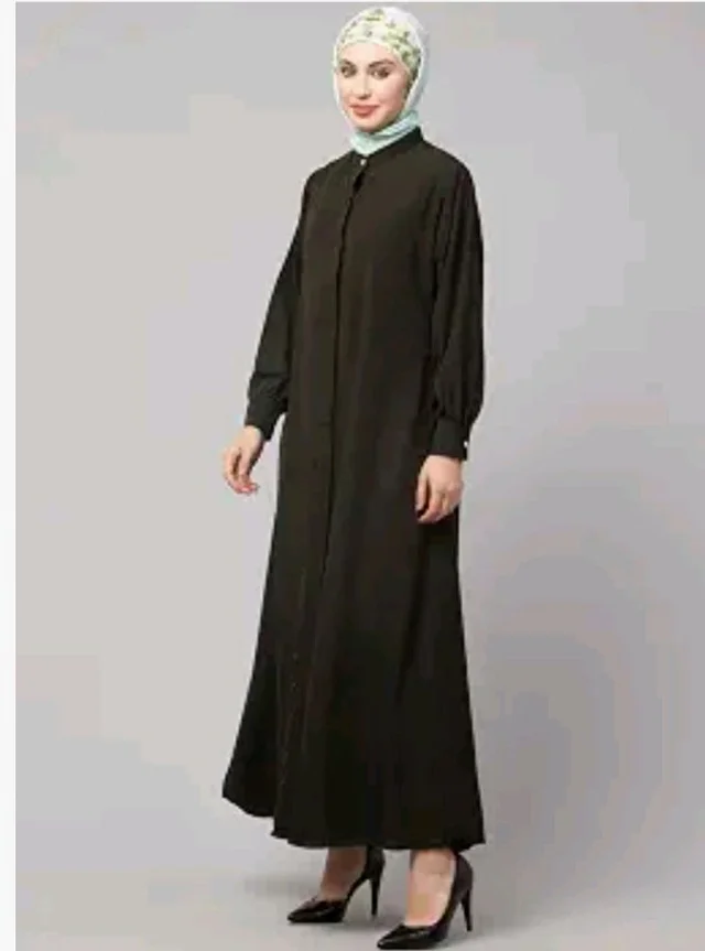 Mallika Women Modest Wear Front Open Abaya Burkha for Everyday use
- S, Olive