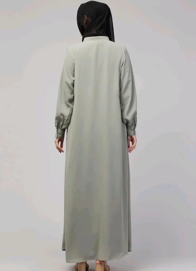 Mallika Women Modest Wear Front Open Abaya Burkha for Everyday use
- L, Saga Green