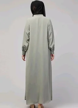 Mallika Women Modest Wear Front Open Abaya Burkha for Everyday use
- L, Saga Green