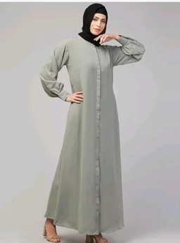 Mallika Women Modest Wear Front Open Abaya Burkha for Everyday use
- L, Saga Green