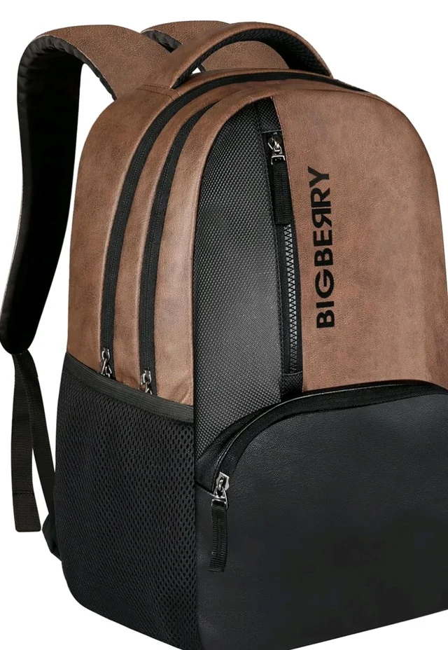 BIGBERRY Rodeo | Leatherite Faux Leather Laptop Backpack for Men & Women | Water Resistant Medium Office, Travel, College Bag | Fits Up to 15.6 Inch Laptop | Travel, Casual & Business, Unisex
