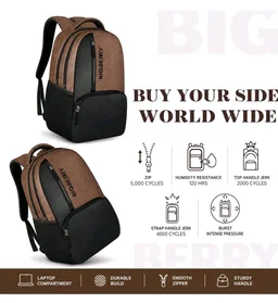 BIGBERRY Rodeo | Leatherite Faux Leather Laptop Backpack for Men & Women | Water Resistant Medium Office, Travel, College Bag | Fits Up to 15.6 Inch Laptop | Travel, Casual & Business, Unisex