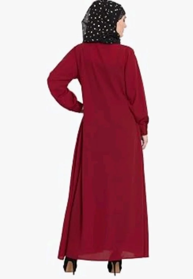 Mallika Women Modest Wear Front Open Abaya Burkha for Everyday use
- 2XL, Maroon