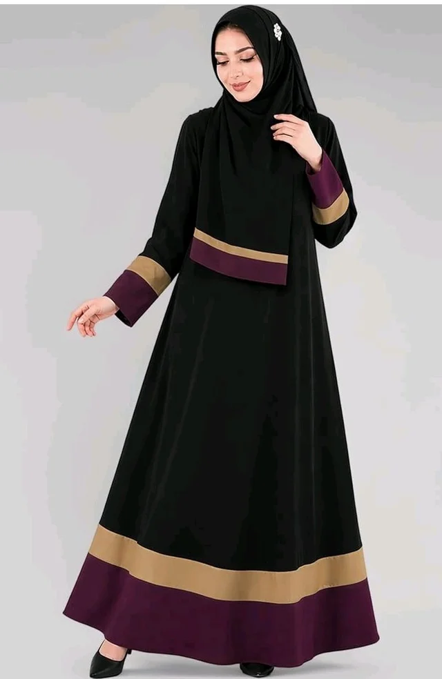 Mehar Hijab Neelofar Abaya for Women with Matching Hijab | Elegant Black Abaya with Contrast Border Design | Islamic Wear
- 2XL, Black Wine
