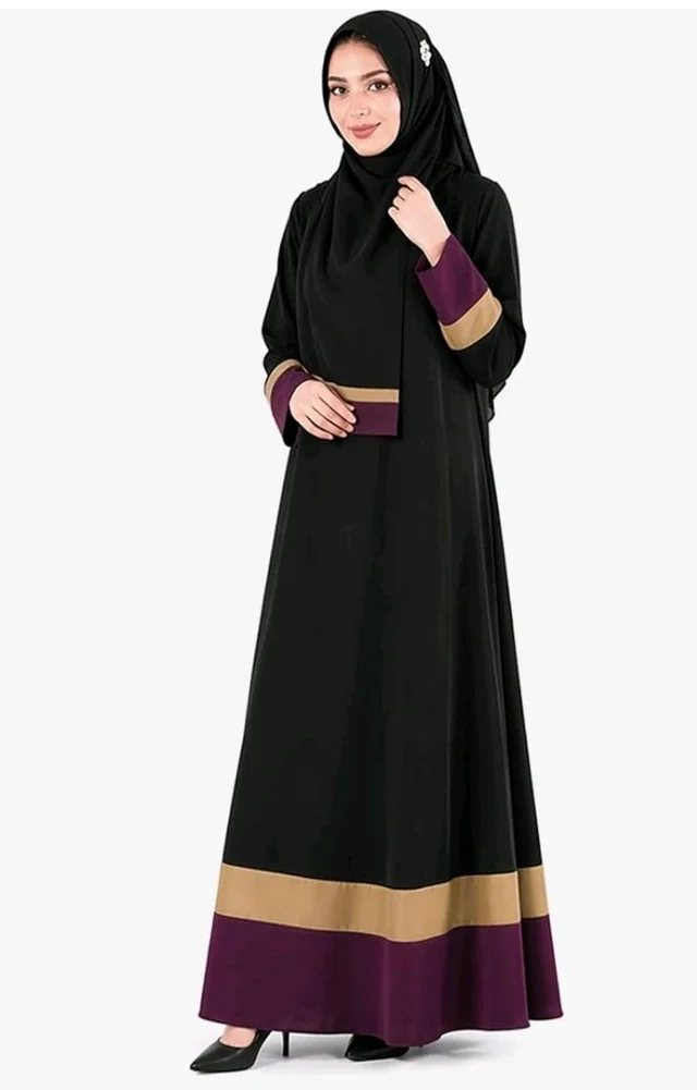 Mehar Hijab Neelofar Abaya for Women with Matching Hijab | Elegant Black Abaya with Contrast Border Design | Islamic Wear
- 2XL, Black Wine