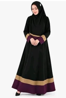 Mehar Hijab Neelofar Abaya for Women with Matching Hijab | Elegant Black Abaya with Contrast Border Design | Islamic Wear
- 2XL, Black Wine