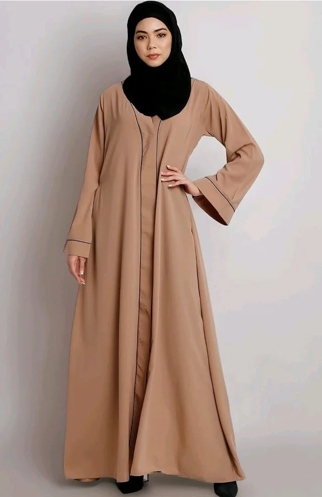 Women’s Front Open Abaya with Piping Work Made in Nida fabric With Long Sleeves and Side Pockets for Girls and Ladies (BT-FOA-008)
- XL, Khaki