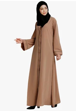 Women’s Front Open Abaya with Piping Work Made in Nida fabric With Long Sleeves and Side Pockets for Girls and Ladies (BT-FOA-008)
- XL, Khaki