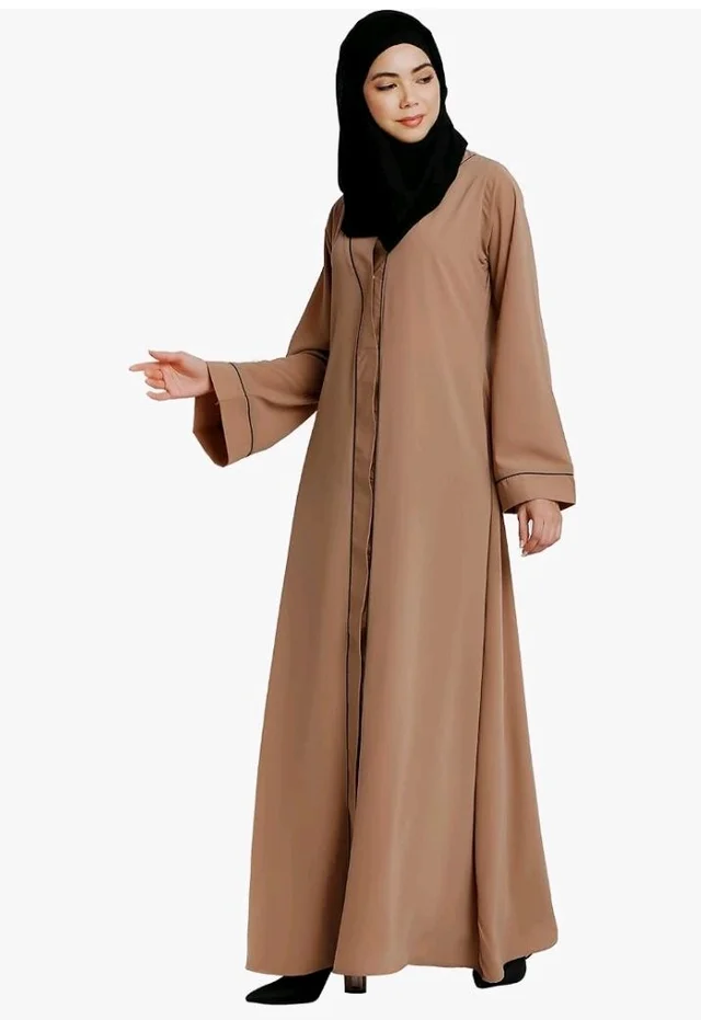 Women’s Front Open Abaya with Piping Work Made in Nida fabric With Long Sleeves and Side Pockets for Girls and Ladies (BT-FOA-008)
- XL, Khaki