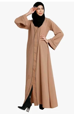 Women’s Front Open Abaya with Piping Work Made in Nida fabric With Long Sleeves and Side Pockets for Girls and Ladies (BT-FOA-008)
- XL, Khaki