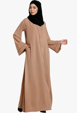 Women’s Front Open Abaya with Piping Work Made in Nida fabric With Long Sleeves and Side Pockets for Girls and Ladies (BT-FOA-008)
- XL, Khaki