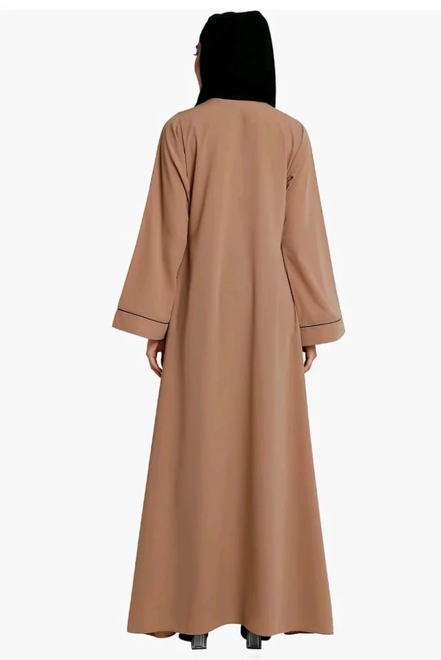 Women’s Front Open Abaya with Piping Work Made in Nida fabric With Long Sleeves and Side Pockets for Girls and Ladies (BT-FOA-008)
- XL, Khaki