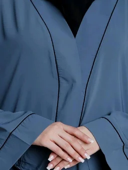 Women’s Front Open Abaya with Piping Work Made in Nida fabric With Long Sleeves and Side Pockets for Girls and Ladies (BT-FOA-008)
- S, French Blue