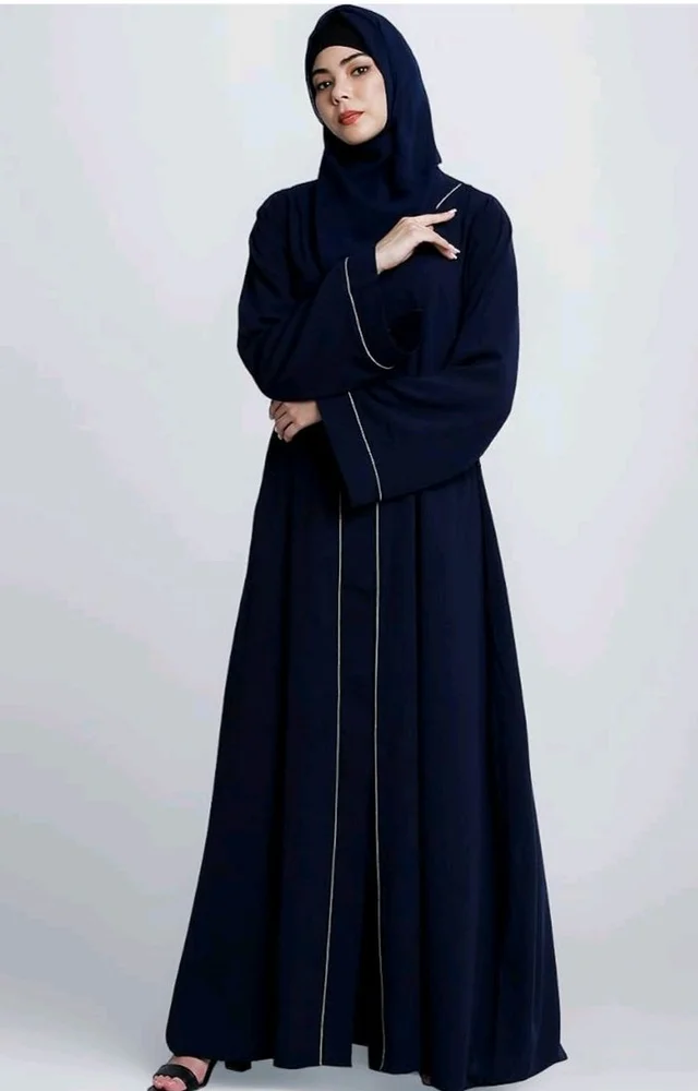 Women’s Front Open Abaya with Piping Work Made in Nida fabric With Long Sleeves and Side Pockets for Girls and Ladies (BT-FOA-008)
- XL, Navy Blue