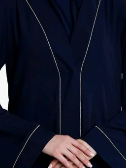Women’s Front Open Abaya with Piping Work Made in Nida fabric With Long Sleeves and Side Pockets for Girls and Ladies (BT-FOA-008)
- XL, Navy Blue