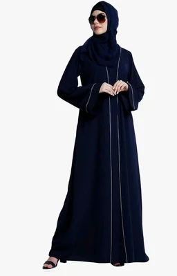 Women’s Front Open Abaya with Piping Work Made in Nida fabric With Long Sleeves and Side Pockets for Girls and Ladies (BT-FOA-008)
- XL, Navy Blue