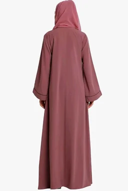 Women’s Front Open Abaya with Piping Work Made in Nida fabric With Long Sleeves and Side Pockets for Girls and Ladies (BT-FOA-008)
- 3XL, puce pink