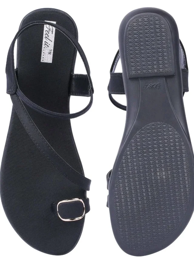 Feel it Flats Sandal Comfort Wear for Women's & Girl's I Ladies Stylish Comfortable Flat Sandals Slippers with Back Strap for Casual & Of