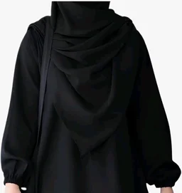Two Pieces Abaya Dress with Elasticated Sleeves made with Nida Matte Fabric - Knee length Burqa for Women and Girls
- M, Black