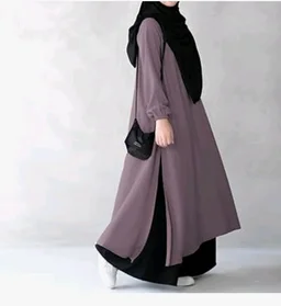 Two Pieces Abaya Dress with Elasticated Sleeves made with Nida Matte Fabric - Knee length Burqa for Women and Girls
- M, Violet