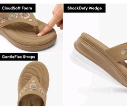 Carrito, Women Wedge Thong Heels | Comfortable Flats | Comfort Orthopaedic Sandals for Women| Doctor Slippers/Flip-Flops | Arch Support & Heel Cushion | Lightweight Anti-Skid Sole | Ultra-Cushioned Shock Absorbing Footbed | Available in Open Toe & Toe Separator Style | Water Resistant